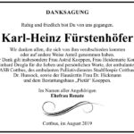 Danksagung Karl-Heinz Fürstenhöfer