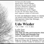 Traueranzeige Udo Wieder