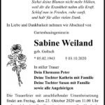 Traueranzeige Sabine Weiland, geb. Goltsch