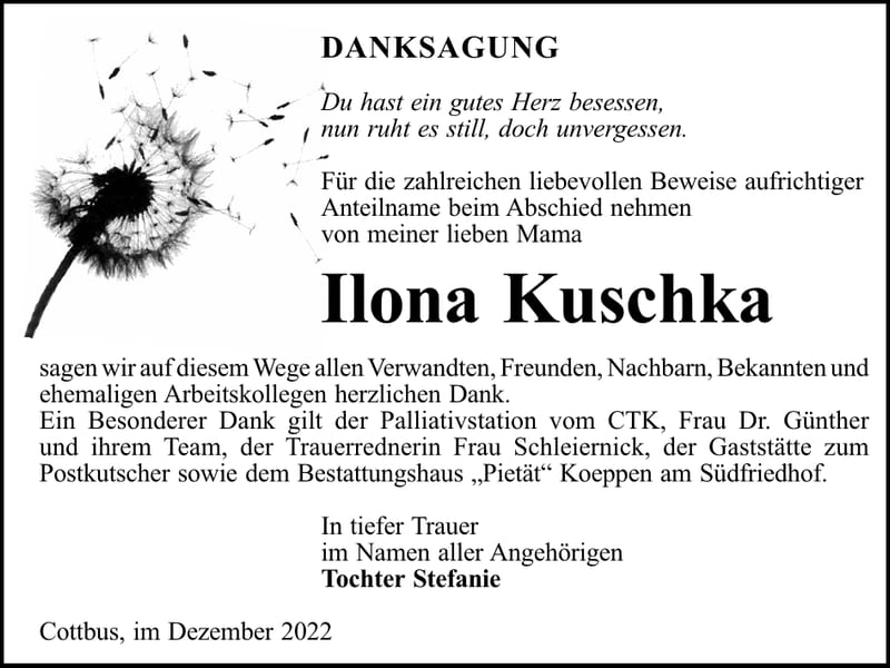 Danksagung Ilona Kuschka