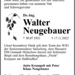Danksagung Walter Neugebauer