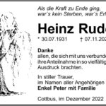 Danksagung Heinz Rudolph