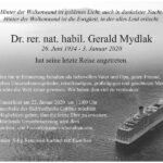 Traueranzeige Dr. rer. nat. habil. Gerald Mydlak