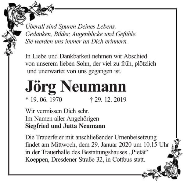 Traueranzeige Jörg Neumann
