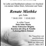 Traueranzeige Renate Miethke, geb. Pohle
