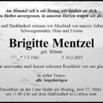 Traueranzeige Brigitte Mentzel, geb. Büttner