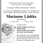 Traueranzeige Marianne Lüdtke, geb. Kottlowk
