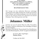 Danksagung Johannes Müller