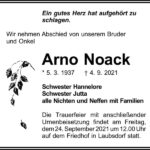 Traueranzeige Arno Noack