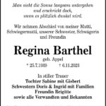 Traueranzeige Regina Barthel, geb. Appel