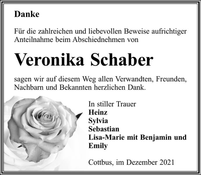 Danksagung Veronika Schaber