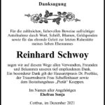 Danksagung Reinhard Schwoy