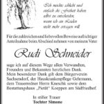 Danksagung Rudi Schneider