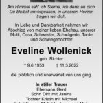 Traueranzeige Eveline Wollenick, geb. Richter