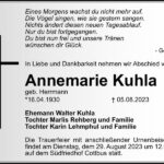 Traueranzeige Annemarie Kuhla, geb. Herrmann