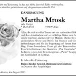 Danksagung Martha Mrosk, geb. Burger