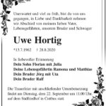 Traueranzeige Uwe Hortig