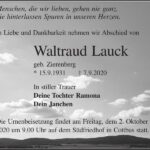 Traueranzeige Waltraud Lauck, geb. Zierenberg