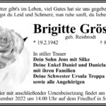 Traueranzeige Brigitte Gröschke, geb. Reisbrodt