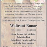 Traueranzeige Waltraut Bunar