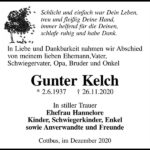 Traueranzeige Gunter Kelch