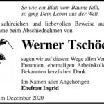 Danksagung Werner Tschöcke