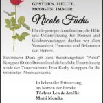 Traueranzeige Nicole Fuchs