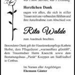 Danksagung Rita Walde