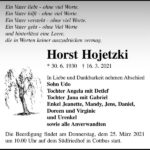 Traueranzeige Horst Hojetzki