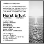 Traueranzeige Horst Erfurt