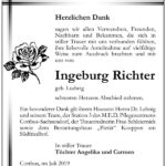 Danksagung Ingeburg Richter, geb. Ludwig