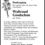 Danksagung Waltraud Gosdschan, geb. Dokter
