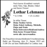 Traueranzeige Lothar Lehmann