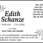 Traueranzeige Edith Schanze