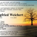 Traueranzeige Siegfried Weichert