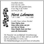Traueranzeige Horst Lehmann