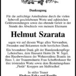 Danksagung Helmut Szarata
