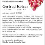 Danksagung Gertrud Kotzur