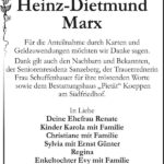 Danksagung Heinz-Dietmund Marx
