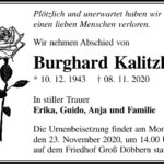 Traueranzeige Burghard Kalitzki