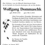 Danksagung Wolfgang Dommaschk