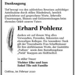 Danksagung Erhard Pohlenz