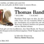 Danksagung Thomas Band