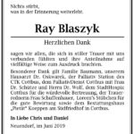 Danksagung Ray Blaszyk