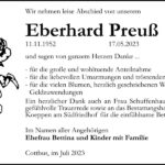 Danksagung Eberhard Preuß