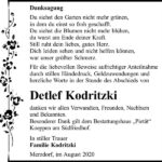 Danksagung Detlef Kodritzki