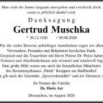Danksagung Gertrud Muschka
