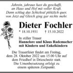 Traueranzeige Dieter Fochler