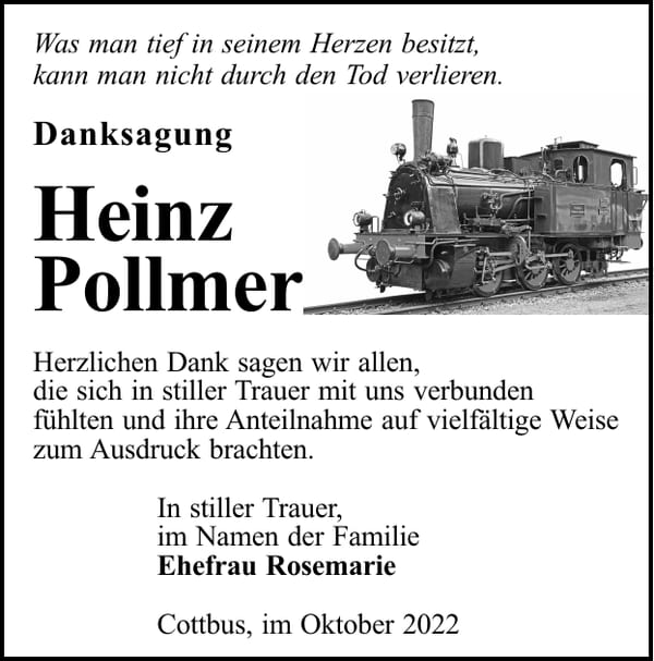 Danksagung Heinz Pollmer