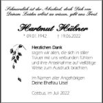 Danksagung Hartmut Hübner